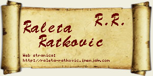 Raleta Ratković vizit kartica
